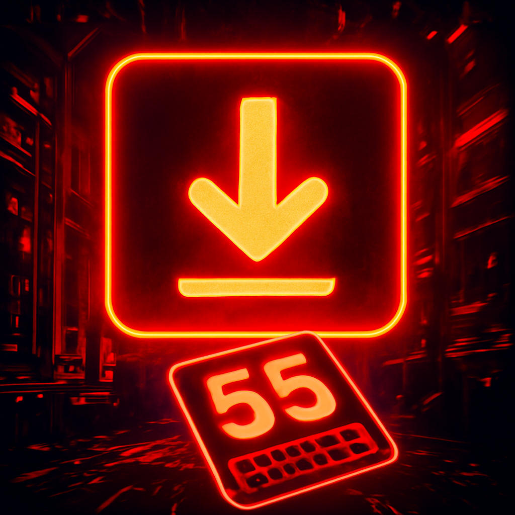 Diagram showing installation steps for the 55 Lottery app.