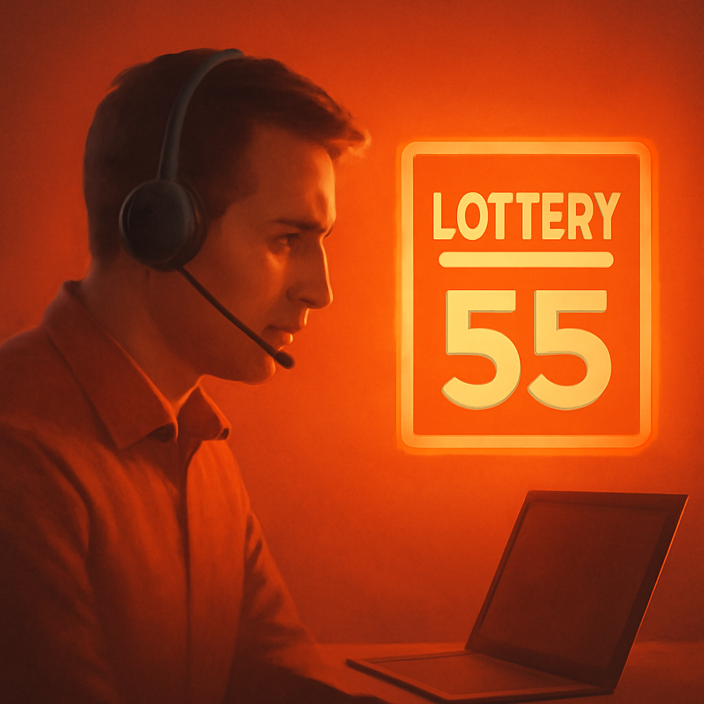 A simple badge illustrating the 55 Lottery Installation Process.