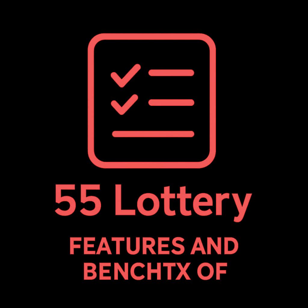 A badge design highlighting the key features of 55 Lottery.
