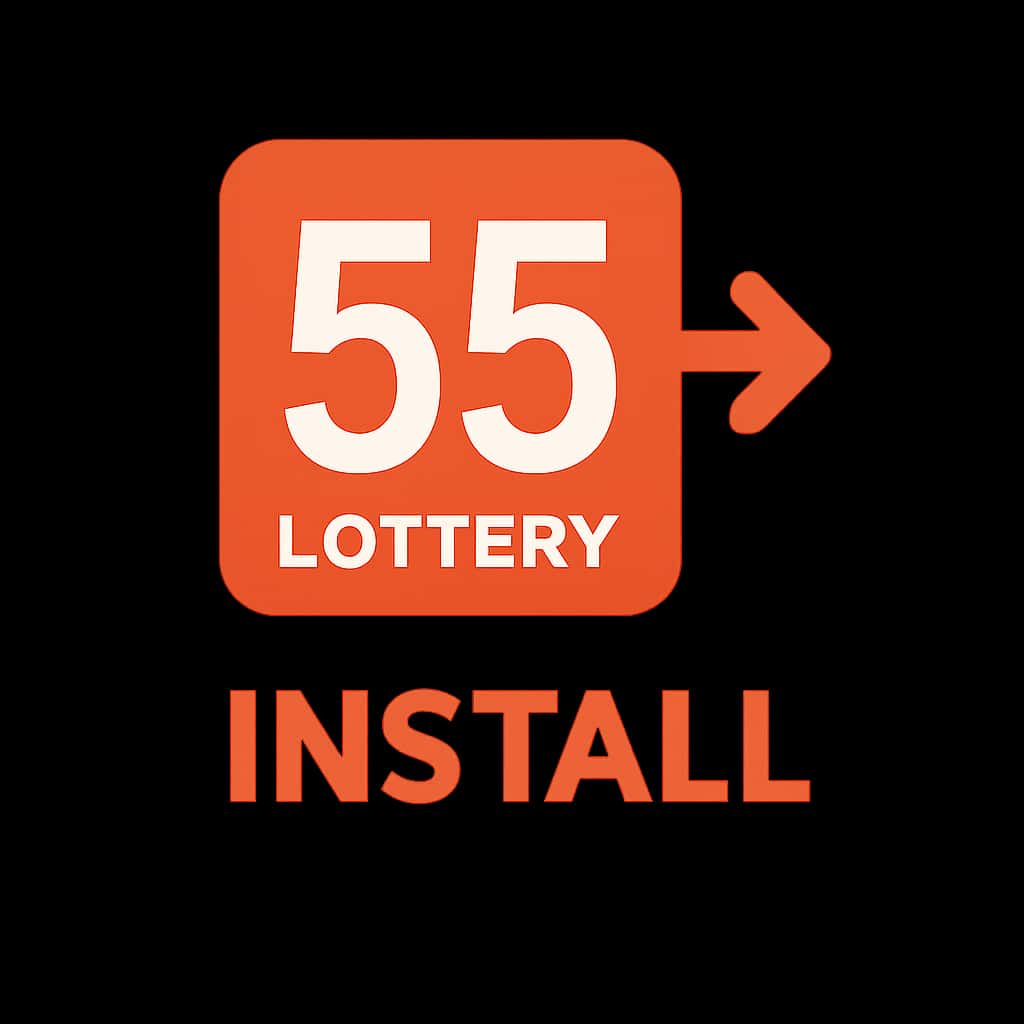 Icon representation of the 55 Lottery app installation guide.