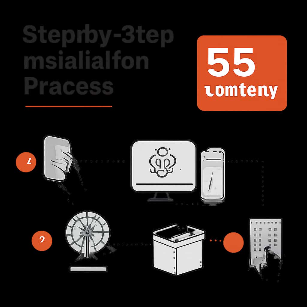 An educational illustration of the installation steps for the 55 Lottery app.