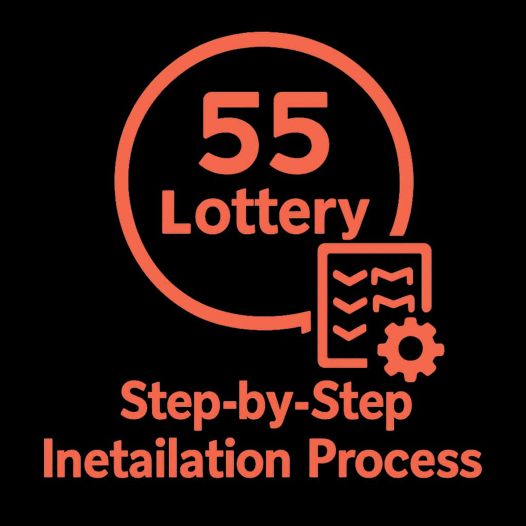 A simple badge illustrating the 55 Lottery Installation Process.