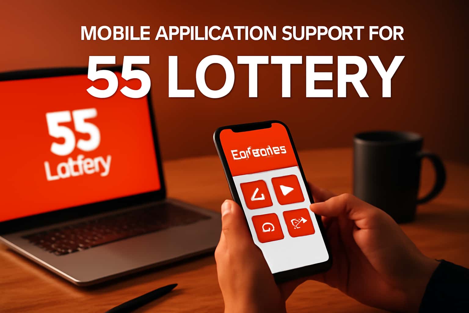 An educational image about Mobile Application Support for 55 Lottery.
