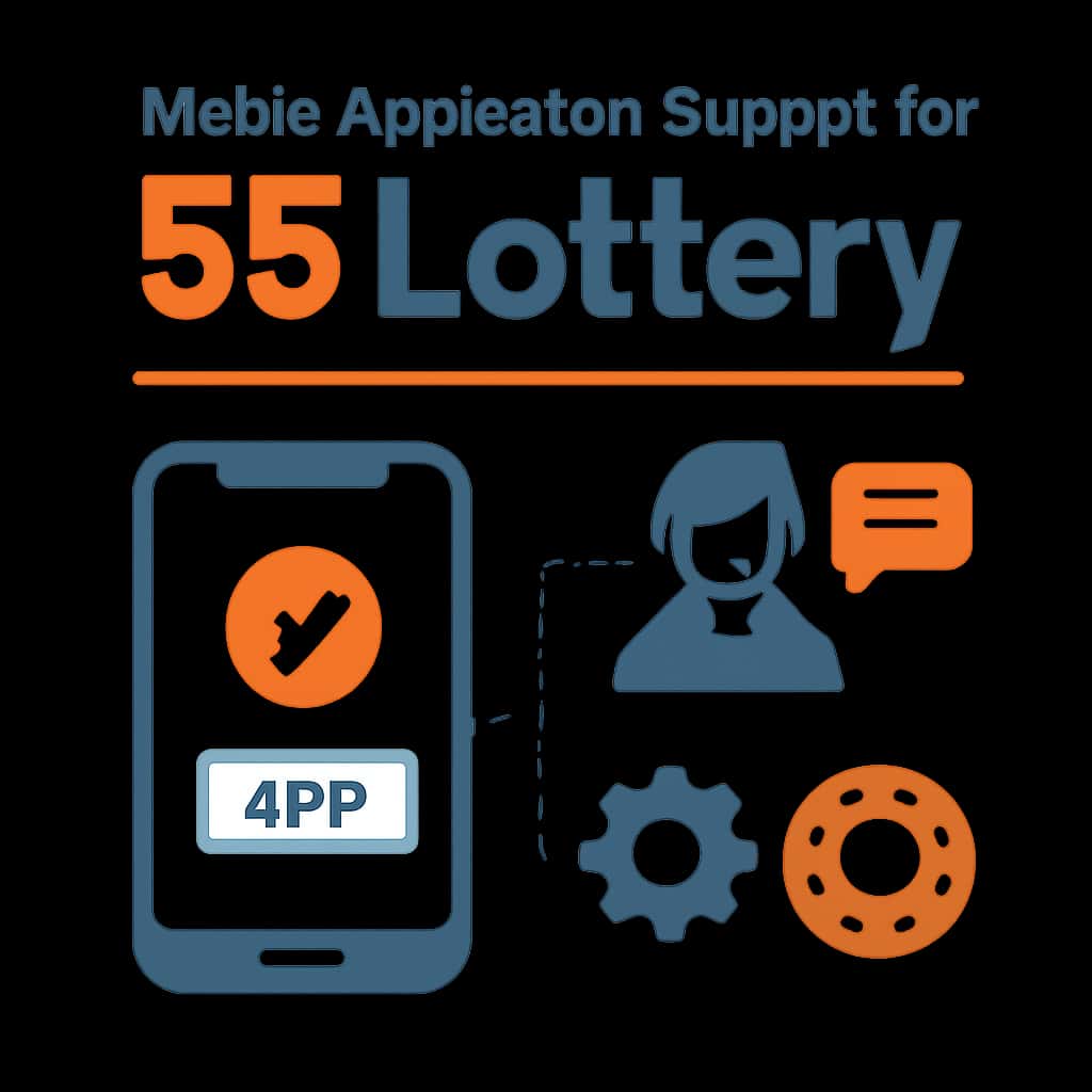 An informative diagram about Mobile Application Support for 55 Lottery.