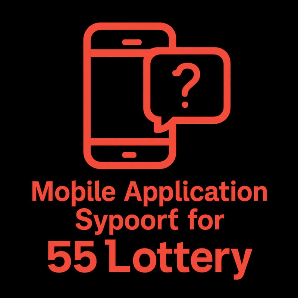 A badge for Mobile Application Support for 55 Lottery.