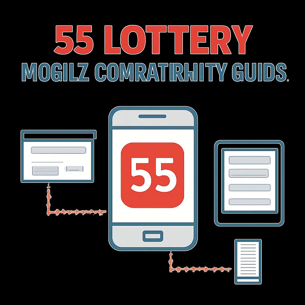 Diagram detailing installation steps for the 55 Lottery app.
