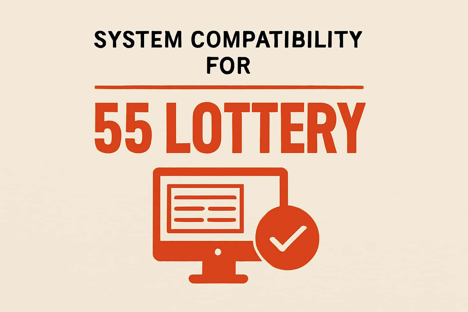 Informative scene illustrating system compatibility for the 55 Lottery app.