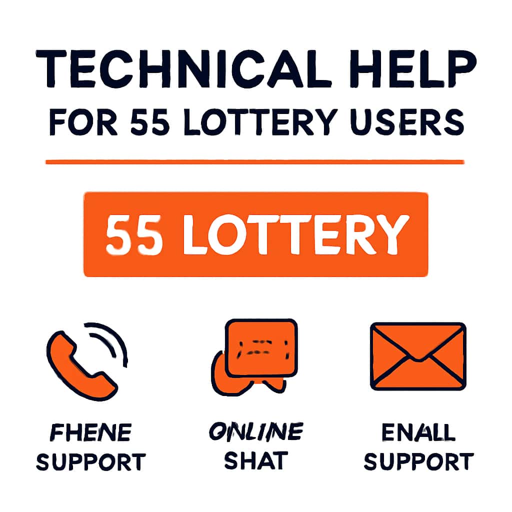 Diagram outlining technical support topics for 55 Lottery.
