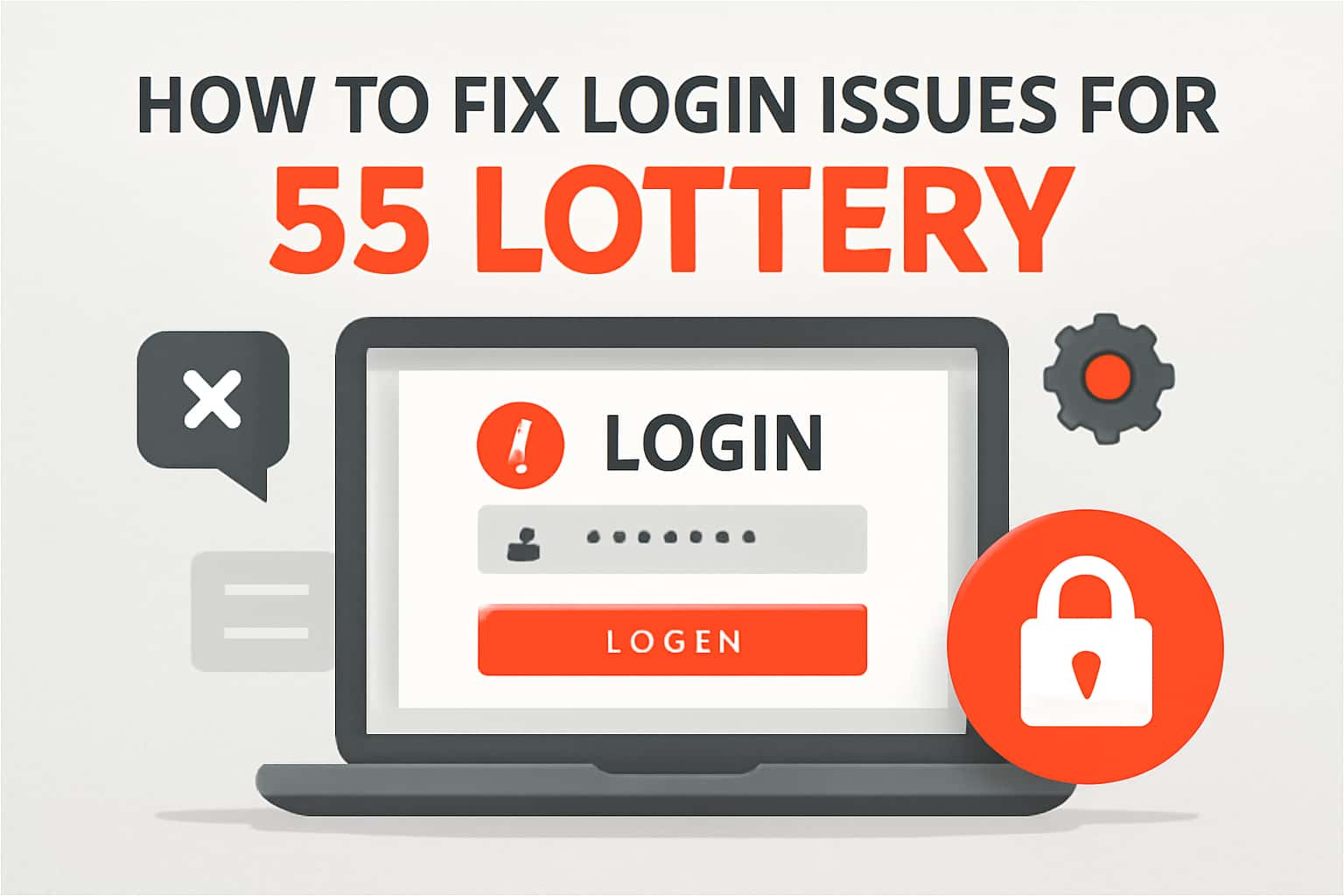 Informative image on fixing login issues for 55 Lottery.