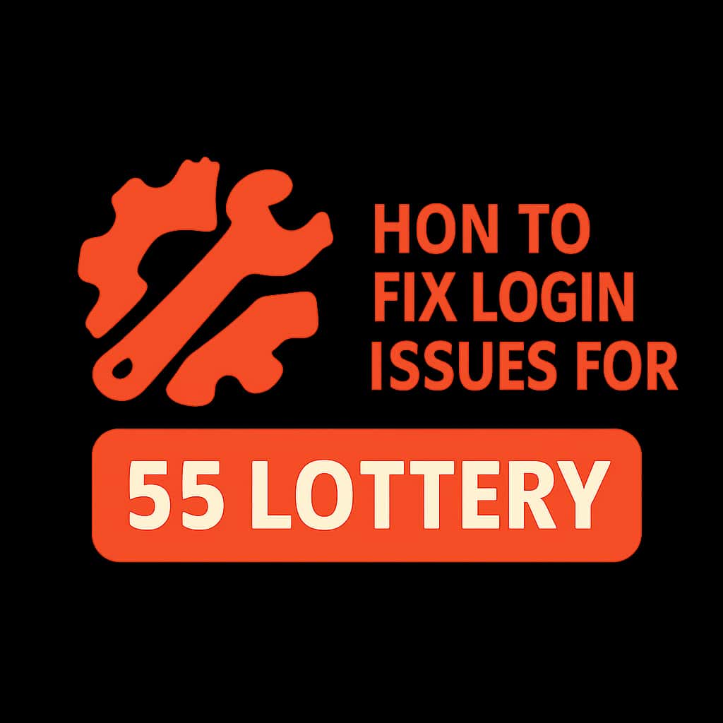 Badge representing guide for fixing 55 Lottery login issues.
