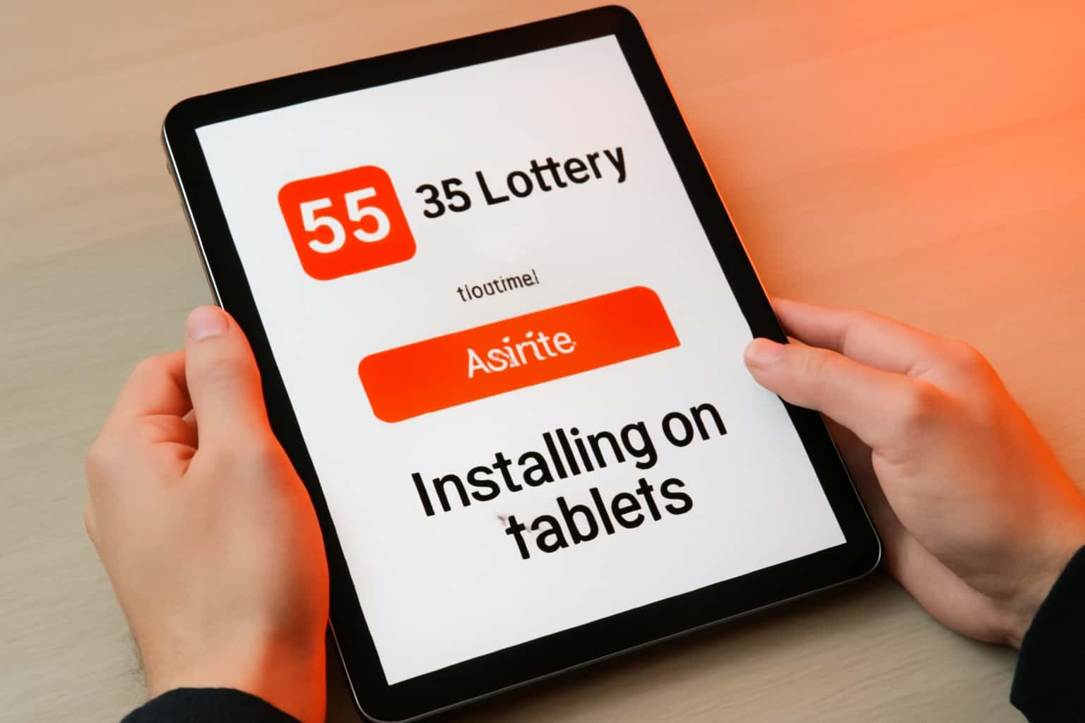 Informational scene on installing 55 Lottery on tablets