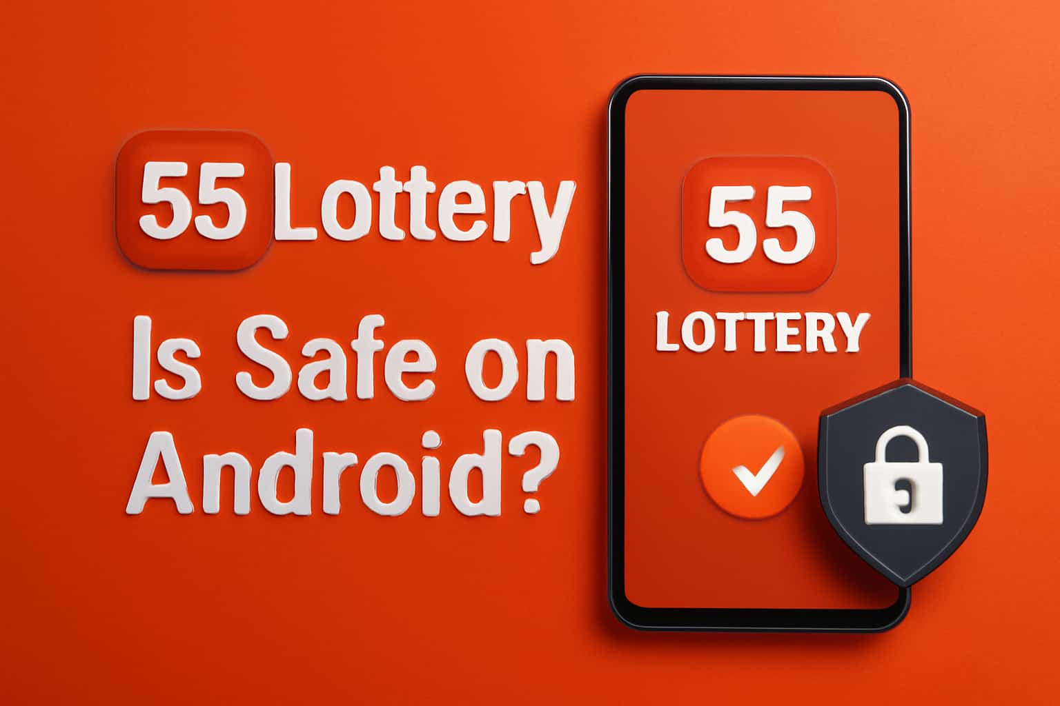 Informational scene about the safety of the 55 Lottery app on Android