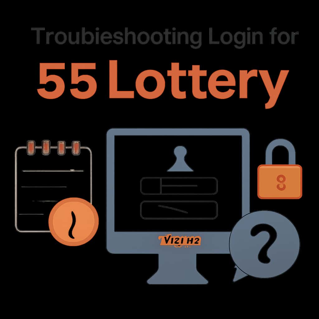 Diagram illustrating troubleshooting steps for login issues in 55 Lottery.